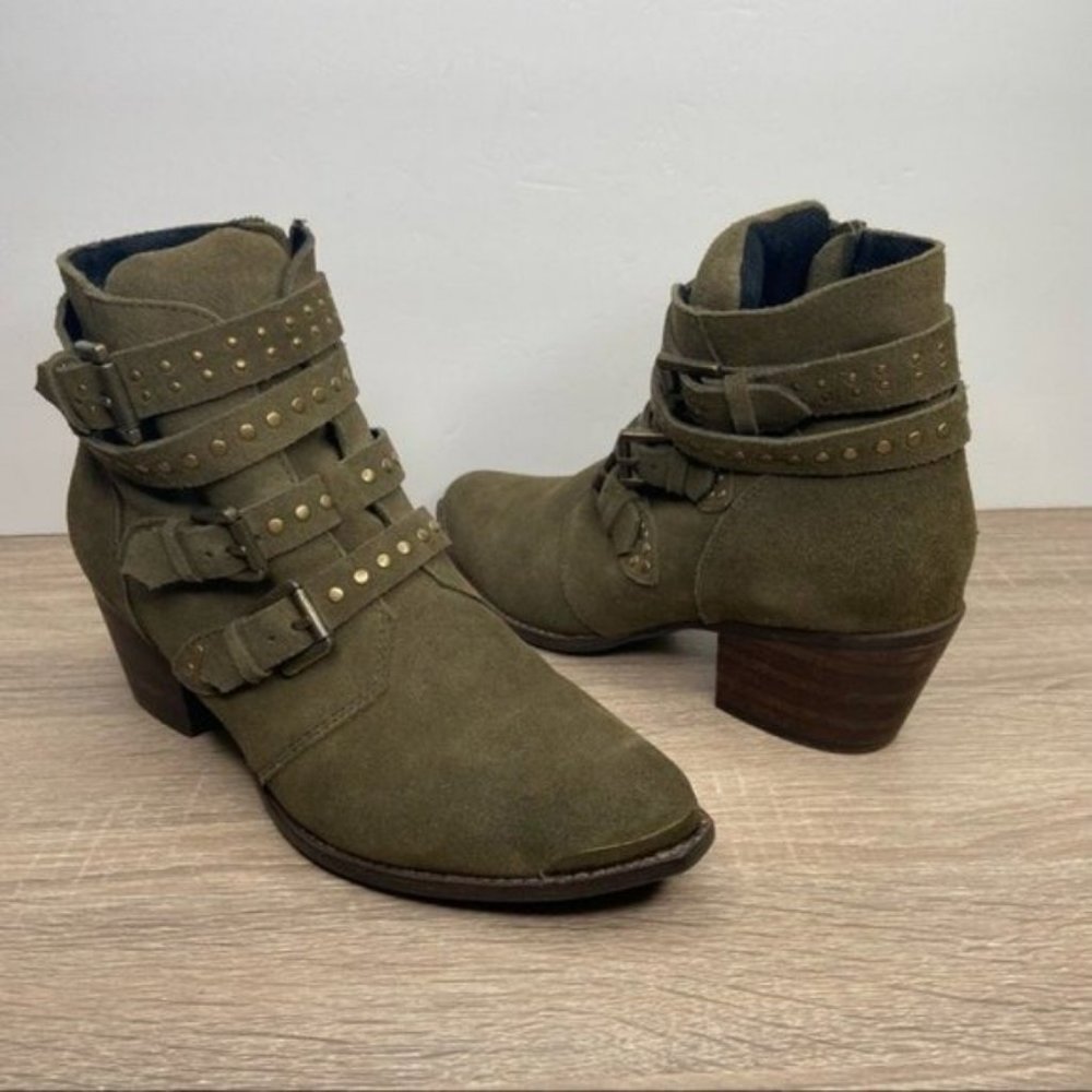 Silent D Eion Khaki Suede Olive Ankle Boots Size 38